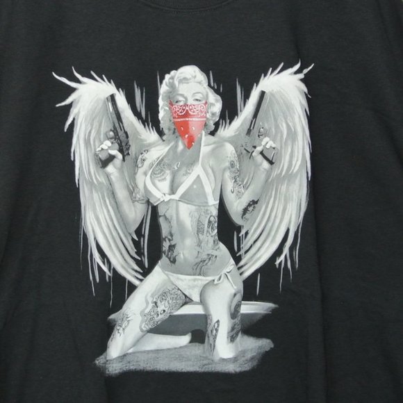 Gildan‎ Black Mens T-Shirt Marilyn Monroe Wings 4XL - Picture 1 of 4